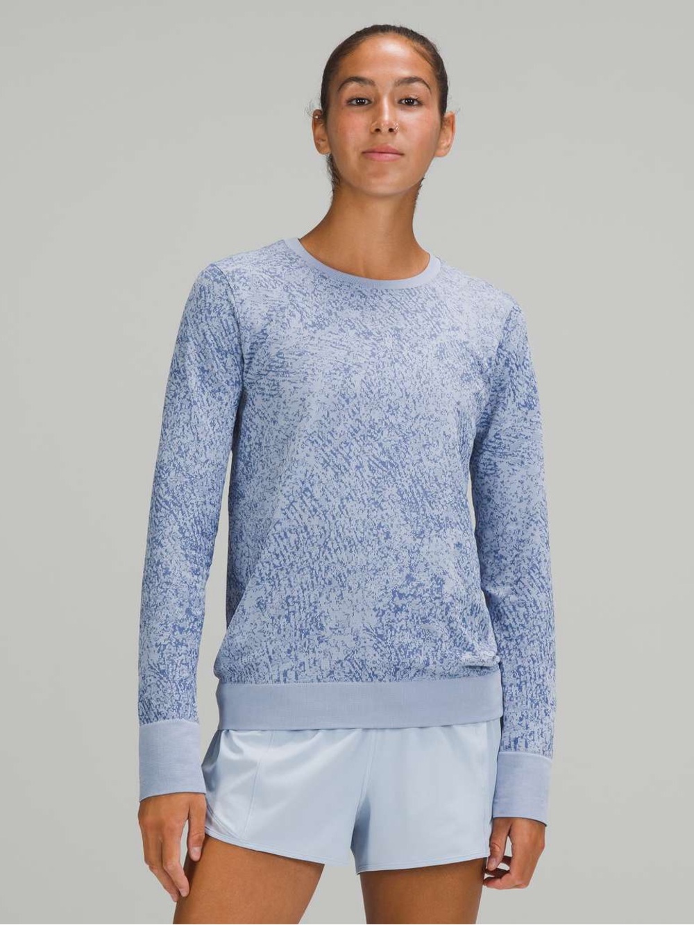 Lululemon Swiftly Breathe Long Sleeve Shirt in Floral Fauna Blue